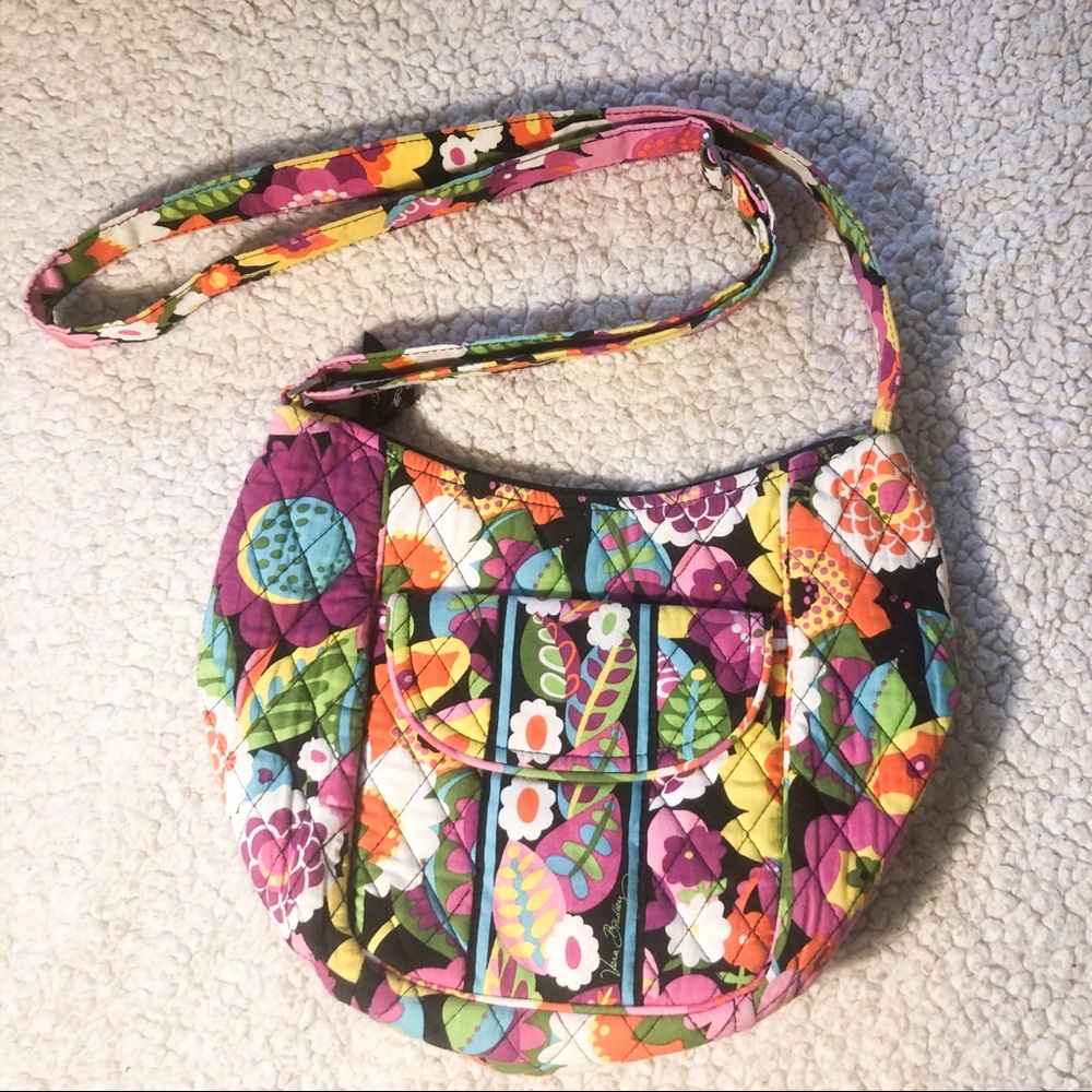 Vera Bradley Clare Cross Body Bag Pink Green Purse
